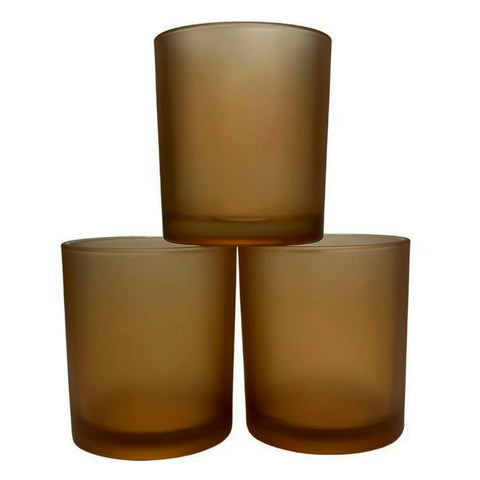 Premium Votive Tealight Candle Holders - Brown Frosted Glass, 20 Pack