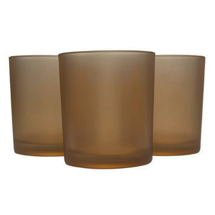 Premium Votive Tealight Candle Holders - Brown Frosted Glass, 20 Pack