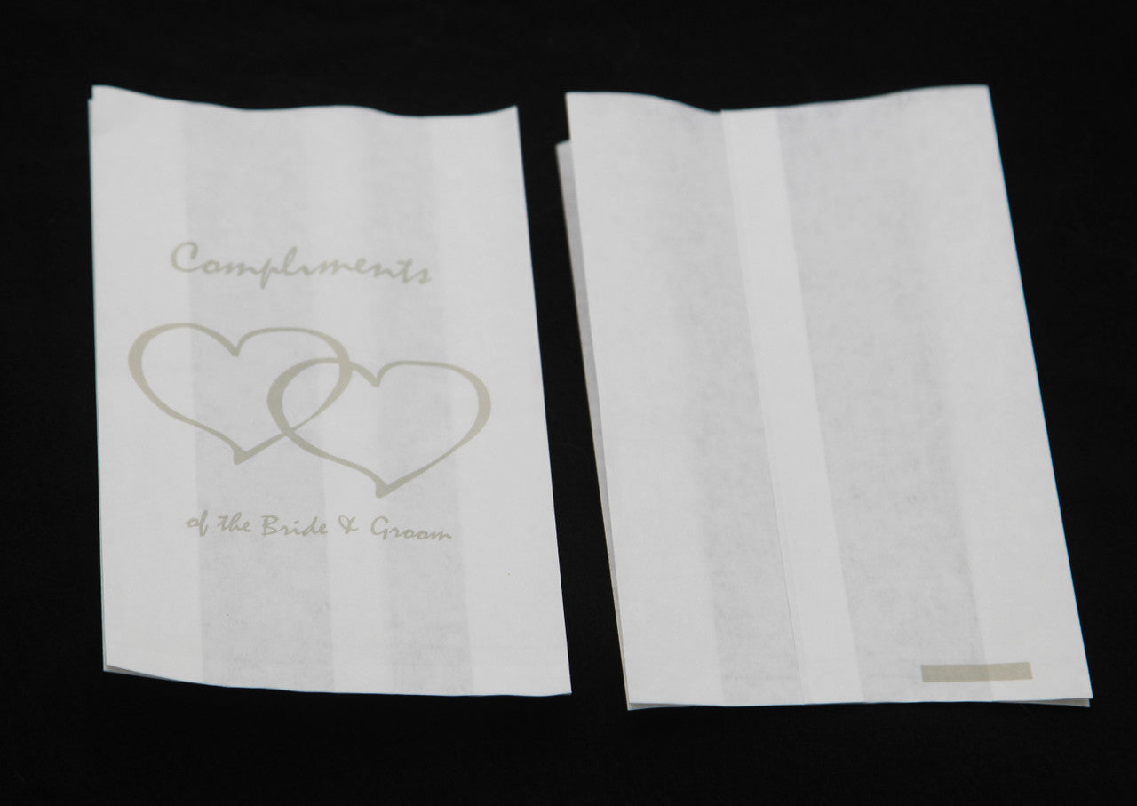 100 Pack Wedding Cake Bags Greaseproof Wax Paper Slice Take Home Favour Silver Heart n Message - SuperSaverAU - view 3