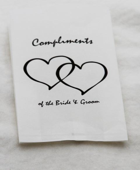 50 Pack Wedding Cake Bags Greaseproof Wax Paper Slice Take Home Favour Heart n Message - SuperSaverAU - view 1