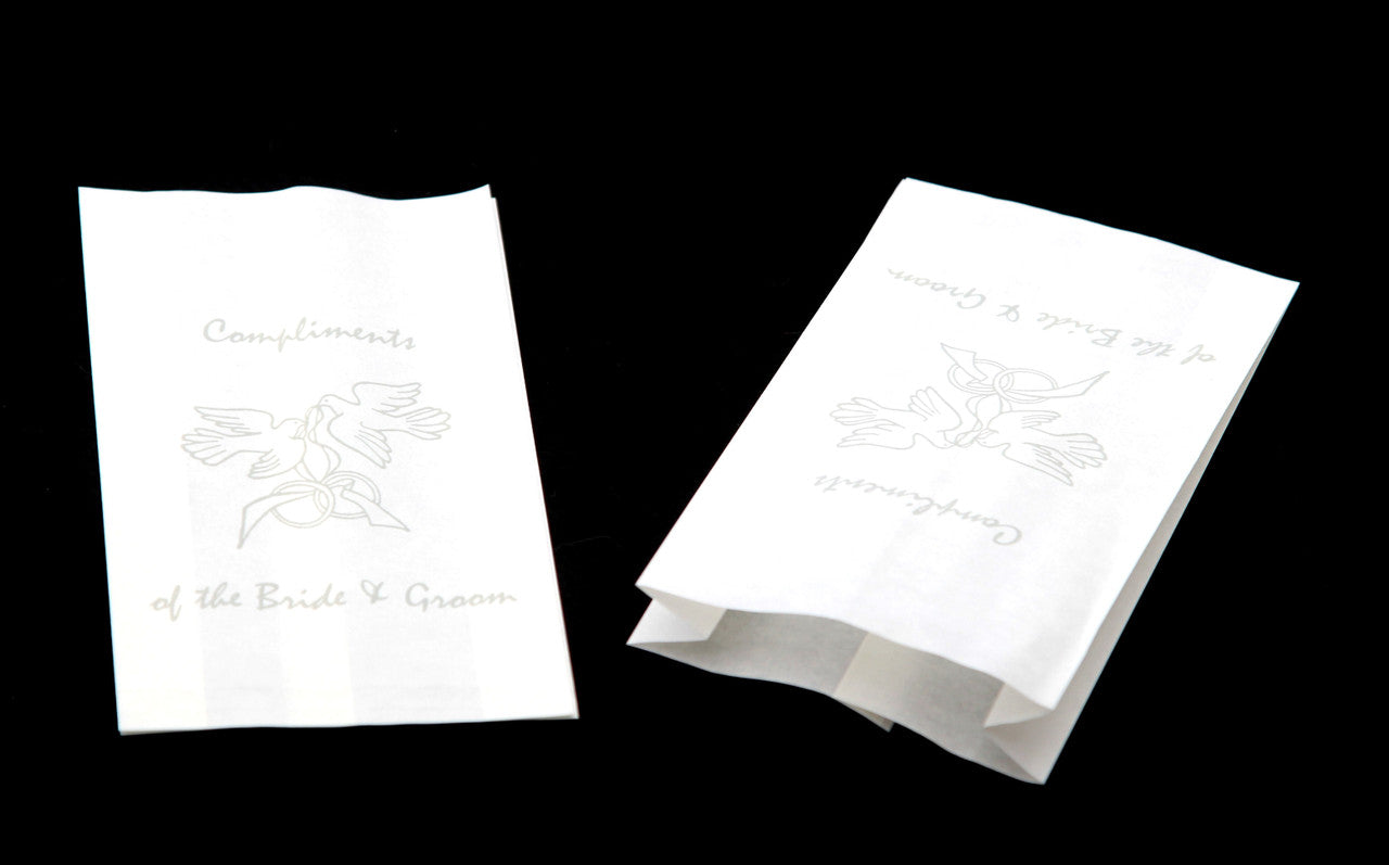 50 Pack Wedding Cake Bags Greaseproof Wax Paper Slice Take Home Favour Silver Doves - SuperSaverAU - view 1
