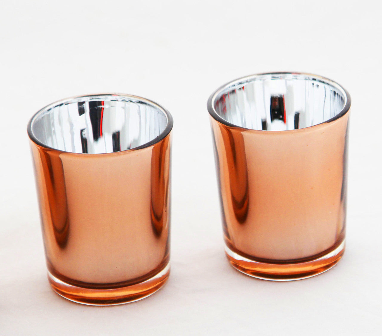 Premium Votive Tealight Candle Holders - Copper Mercury Glass, 10 Pack