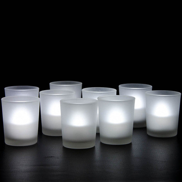 Premium Frosted White Glass Votive Candle Holders - 40 Pack