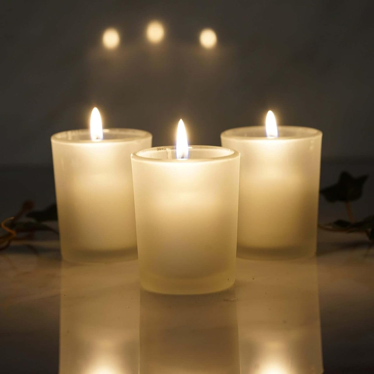 Premium Frosted White Glass Votive Candle Holders - 40 Pack