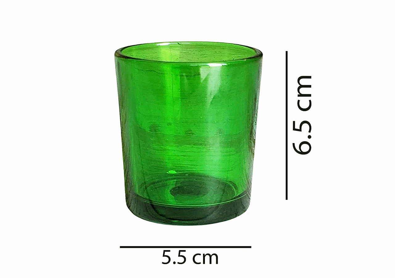 Premium Green Glass Votive Candle Holders 6.5cm - 10 Pack