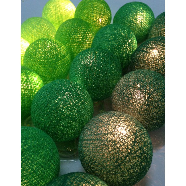 20 Ball Green 3m String Light Battery Box 5cm Cotton Ball Christmas Birthday Garden Special Occasion Decoration - SuperSaverAU - view 1