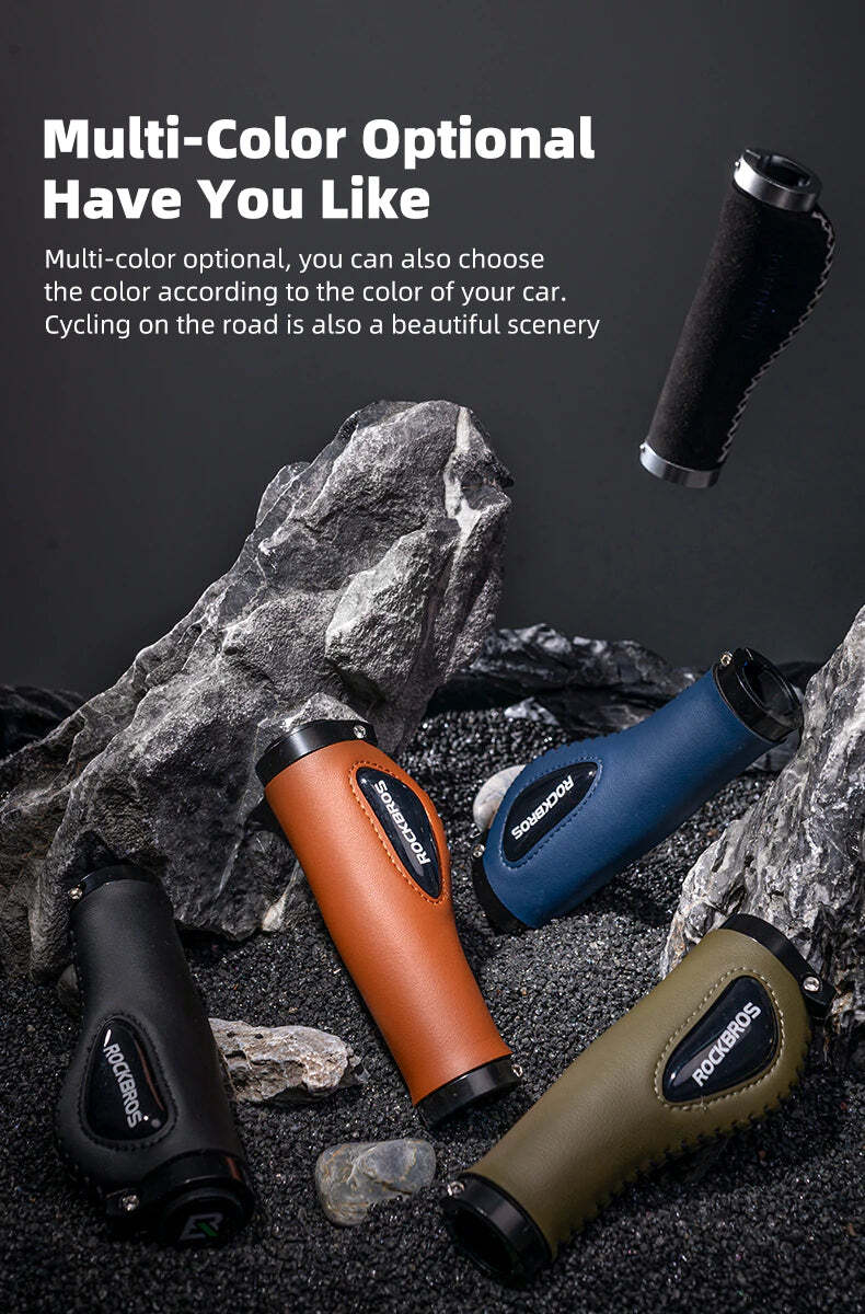 ROCKBROS Deluxe MTB Handlebar Grips with Double Lock Rings - Blue, 2.22cm