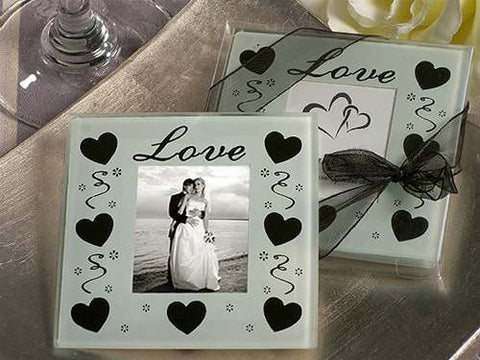 20 Pack Wedding Coasters Glass Square Photo Frame Bomboniere Favour 9x9cm - 2 Frames per Pack - SuperSaverAU - view 1