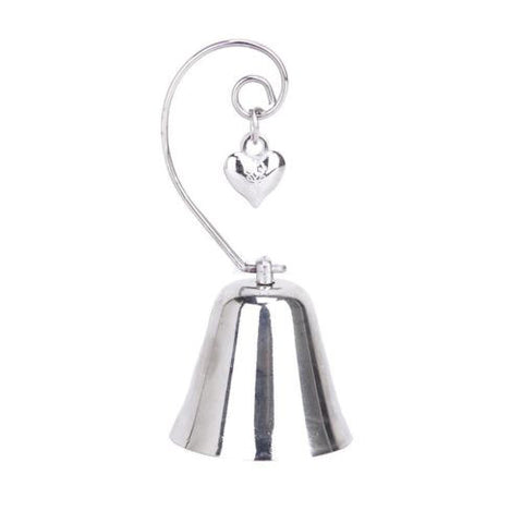 50 Pack of Silver Wedding Kissing Bell Name Card Stand Holder with Heart in Ring Bomboniere Favour Gift - SuperSaverAU - view 1