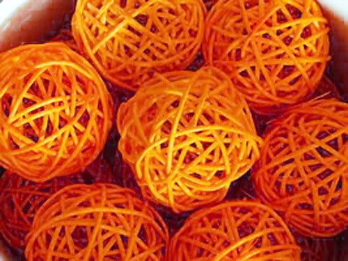 1 Set of Orange 5cm Rattan Cane 20 Ball Battery Powered 3m String Lights Christmas Gift Home Wedding Party Bedroom Decoration Table Centrepiece - SuperSaverAU - view 2