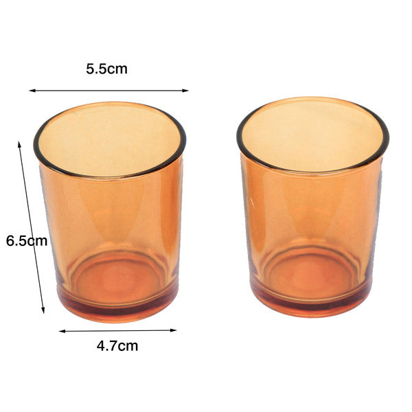 Premium Votive Tealight Candle Holders - Orange Glass, 20 Pack