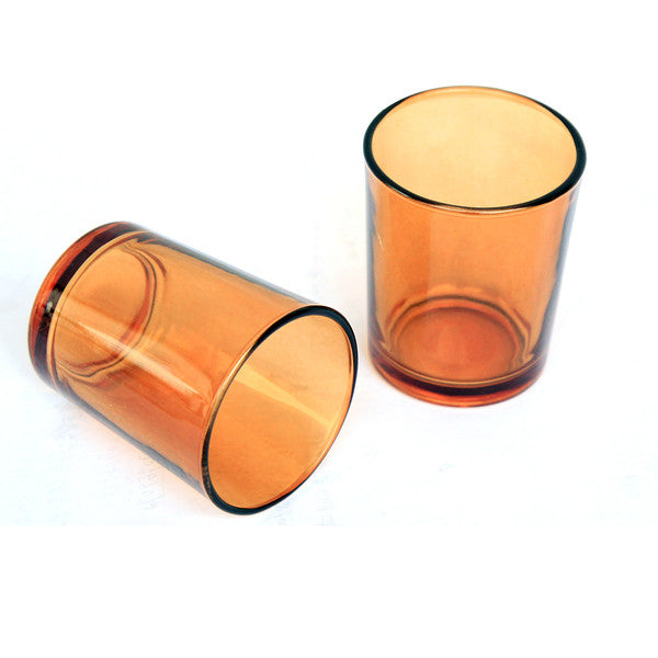 Premium Votive Tealight Candle Holders - Orange Glass, 40 Pack