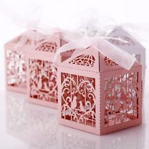 100 Piece Pack - Pink Dove Bird Heart Baby Birth naming Ceremony Bomboniere Favor Lolly Gift Card Box - SuperSaverAU - view 2