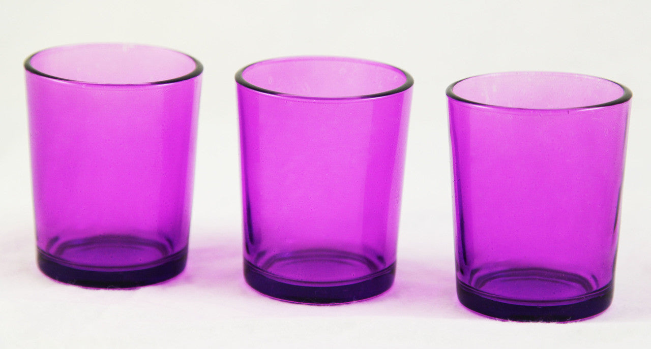 Premium Votive Tealight Candle Holders - Purple Glass, 10 Pack