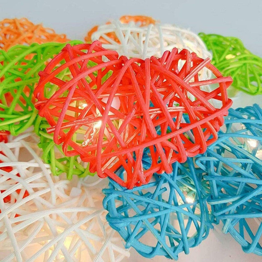 Premium Rainbow 3D Hollowed Rattan Heart Fairy Lights - 50 LEDs, 5m