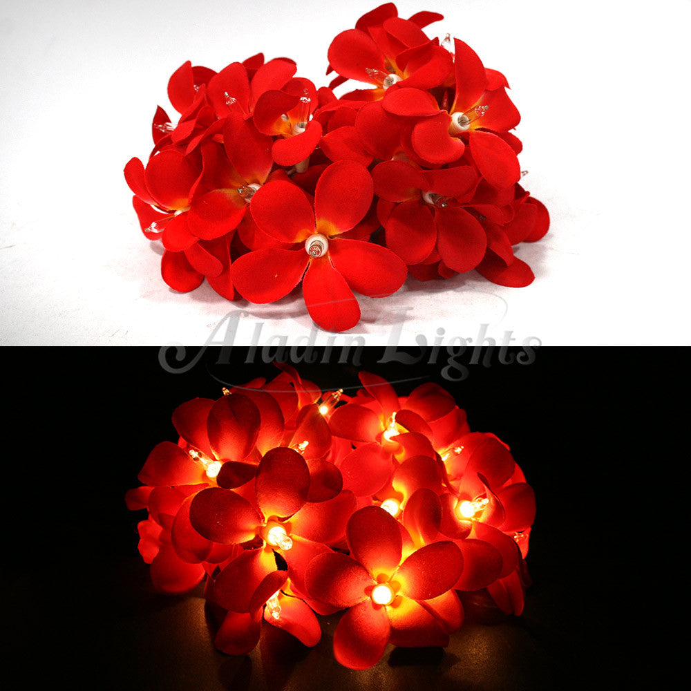 1 Set of 20 LED Deep Red Frangipani Flower Battery String Lights Christmas Gift Home Wedding Party Decoration Outdoor Table Garland Wreath - SuperSaverAU - view 5