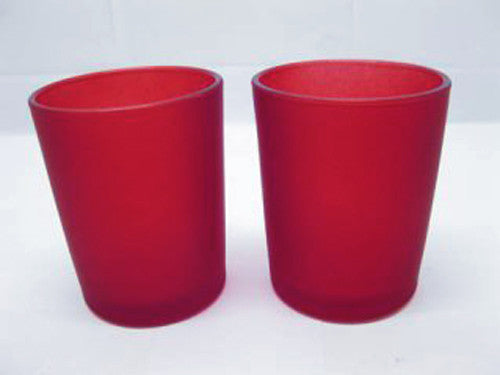 Premium Votive Tealight Candle Holders - Red Frosted Glass, 20 Pack