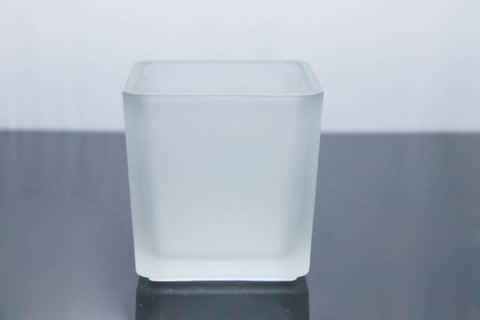 Premium Square Frosted Glass Tealight Candle Holders 5cm - 20 Pack