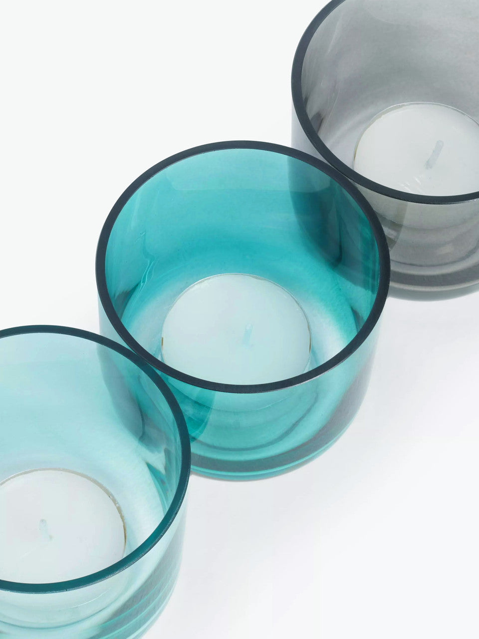 Premium Votive Tealight Candle Holders - Turquoise Glass, 10 Pack