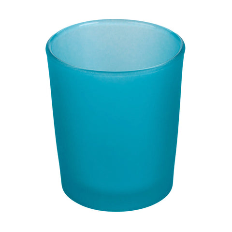 Premium Votive Tealight Candle Holders - Turquoise Frosted Glass, 10 Pack