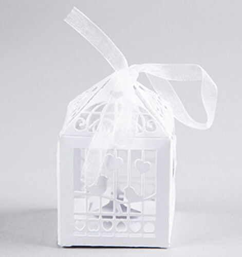 White Dove Bird Heart Wedding Bomboniere Favor Gift Box - 10 Pack, White - SuperSaverAU - view 1