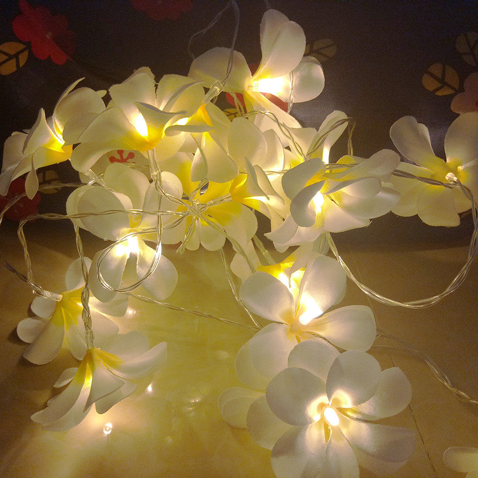 1 Set of 20 LED White Frangipani Flower Battery String Lights Christmas Gift - SuperSaverAU - view 3