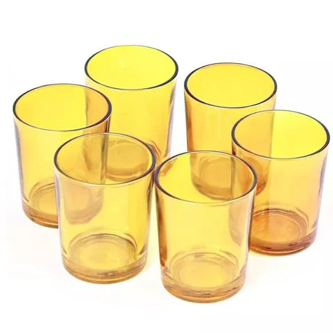 Premium Yellow Glass Votive Candle Holders 6.5cm - 10 Pack