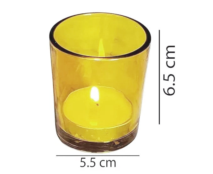 Premium Yellow Glass Votive Candle Holders 6.5cm - 20 Pack