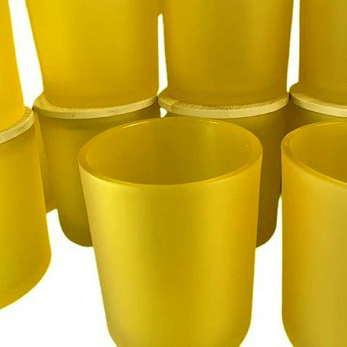 Premium Yellow Frosted Glass Votive Candle Holders 6.5cm - 20 Pack