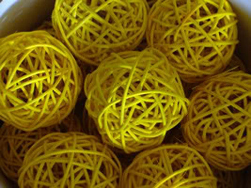 1 Set of Yellow 5cm Rattan Cane 20 Ball Battery Power 3m String Lights Christmas Gift Home Wedding Party Bedroom Decoration Table Centrepiece - SuperSaverAU - view 3