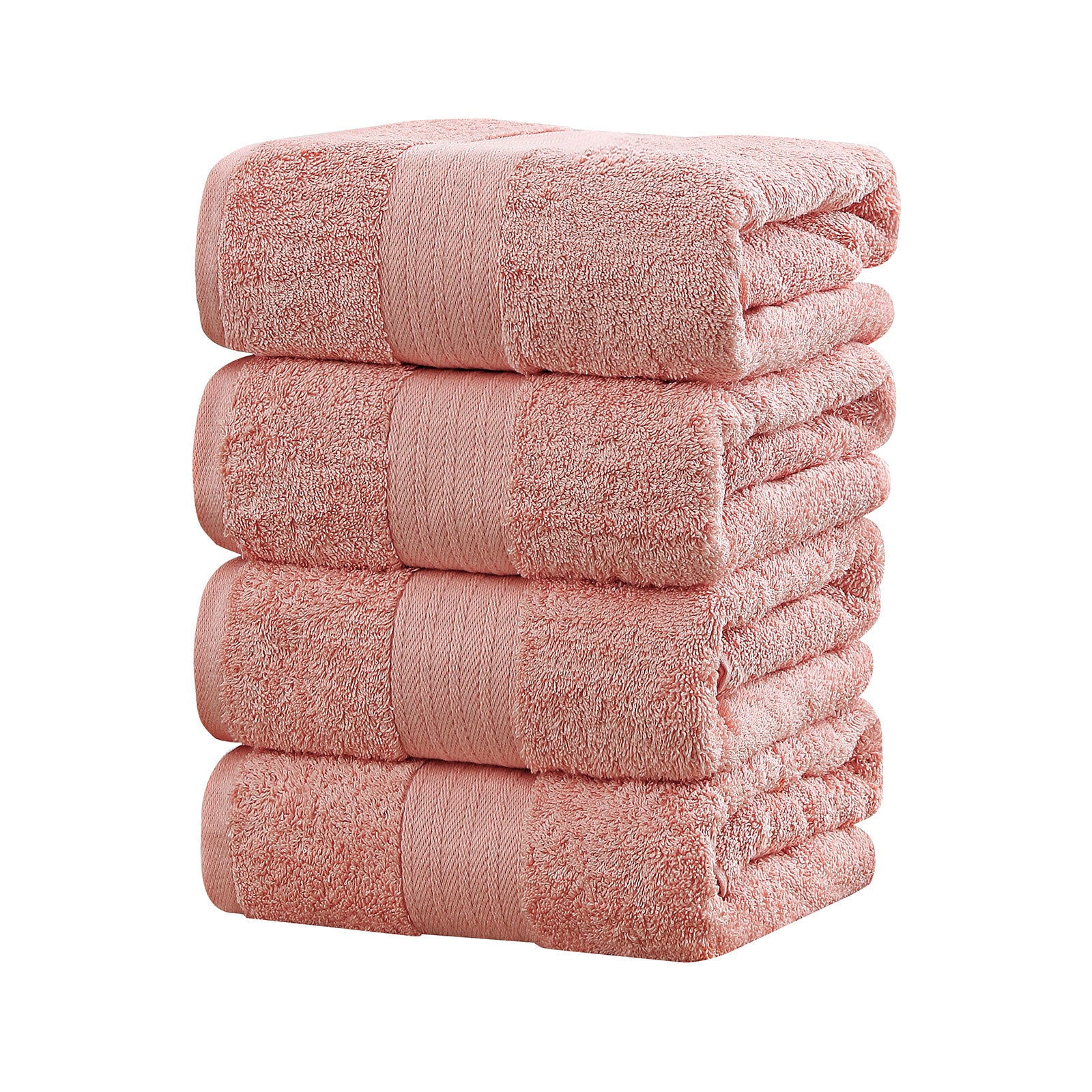 Linenland 4 Piece Bath Towels Set - Coral, 100% Cotton, OEKOTEX Certified, 68x137cm - SuperSaverAU - view 2