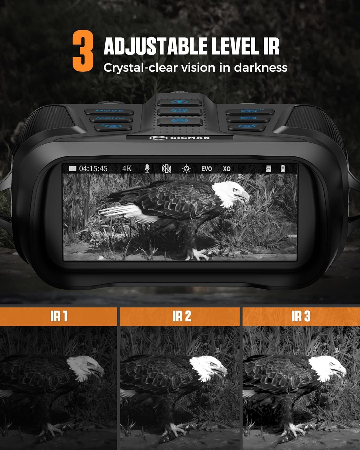 CIGMAN 4K Night Vision Binoculars with 3.99-Inch Display & 58MP Photos