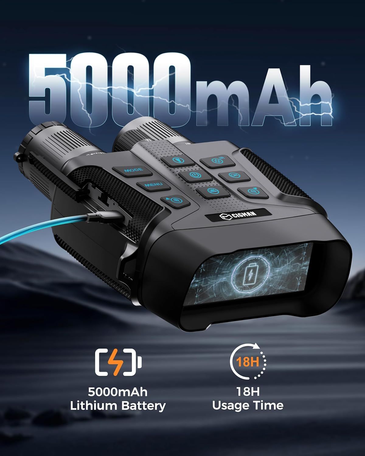 CIGMAN 4K Night Vision Binoculars with 3.99-Inch Display & 58MP Photos