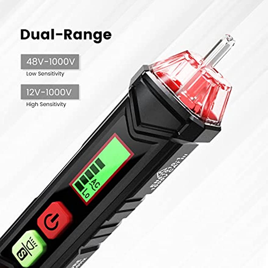 KAIWEETS HT100 Non Contact Voltage Tester AC Electricity Detect Pen 12V-1000V/48V-1000V Dual Range with LCD Display LED Flashlight Buzzer Alarm Wire Breakpoint Finder - SuperSaverAU - view 7