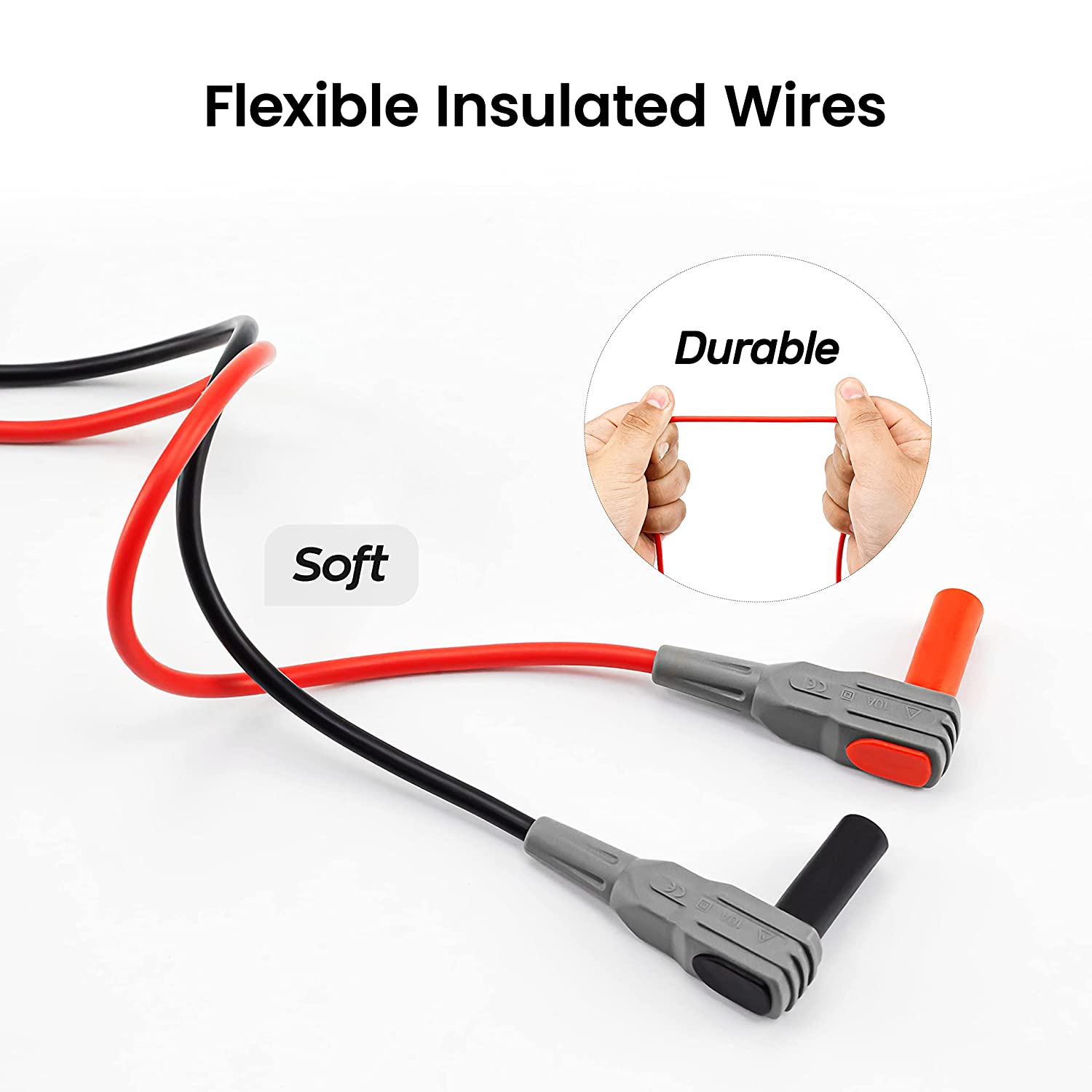 KAIWEETS Soft Silicone Electrician Test Leads Kit CAT III 1000V & CAT IV 600V with Alligator Clips and Needle Probe for Fluke/AstroAI/INNOVA Multimeter Electronic Clamp Meter 8PCS - SuperSaverAU - view 3