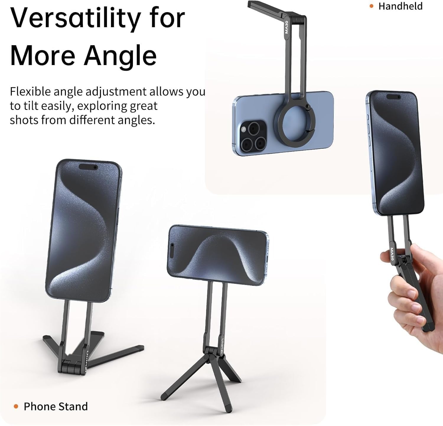 ULANZI MA30 Magnetic Phone Tripod Stand for iPhone - Aluminium Maglock Smartphone Mini Tripod Pocket Cell Phone Stand Dual-Sided Magnet Quick Mount Compatible with iPhone 16 15 14 13 12 Magsafe
(Silver) - SuperSaverAU - view 5