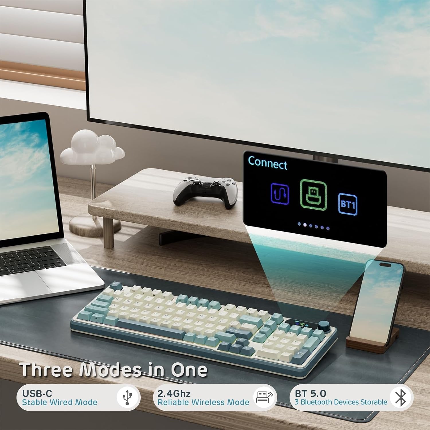 RK ROYAL KLUDGE S98 Wireless Mechanical Keyboard with Smart Display
