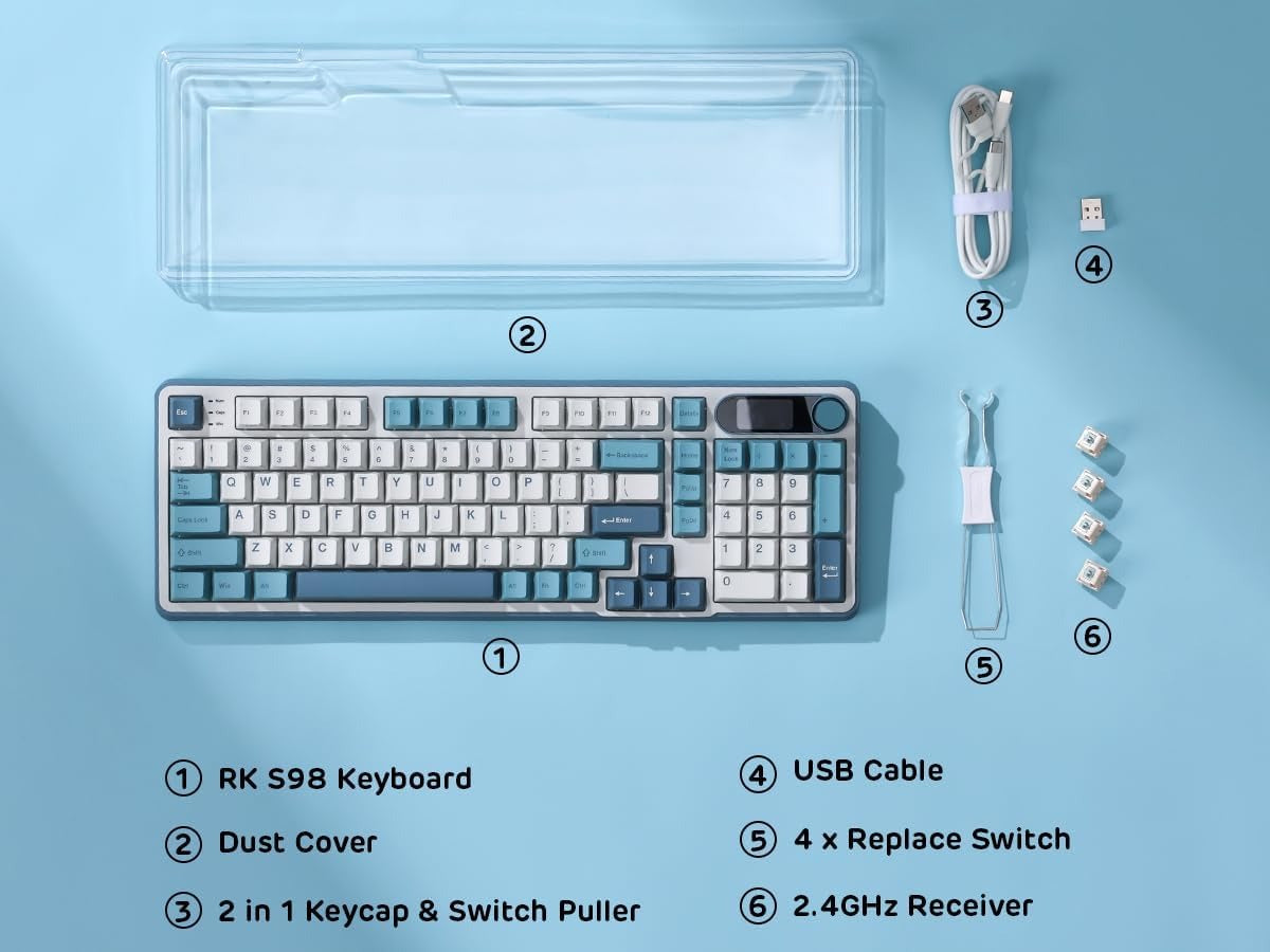 RK ROYAL KLUDGE S98 Wireless Mechanical Keyboard with Smart Display