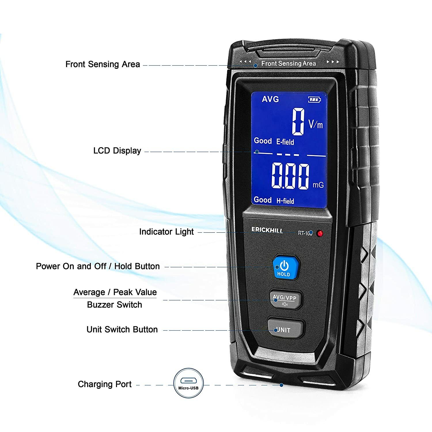 ERICKHILL EMF Meter Digital Electromagnetic Field Radiation Detector Machine - SuperSaverAU - view 6
