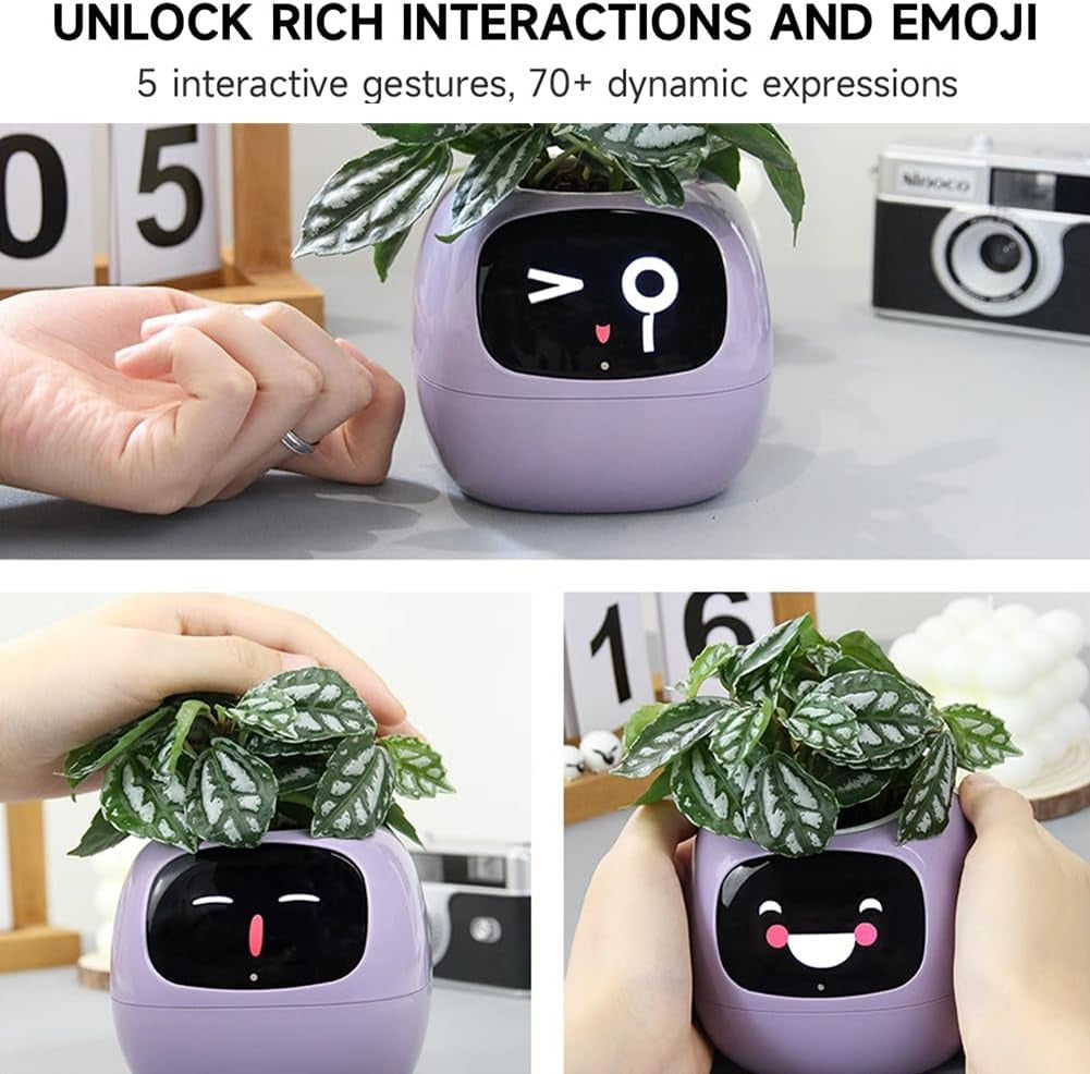 Premium Smart Plant Pot with LCD Screen & App Connection - Pink