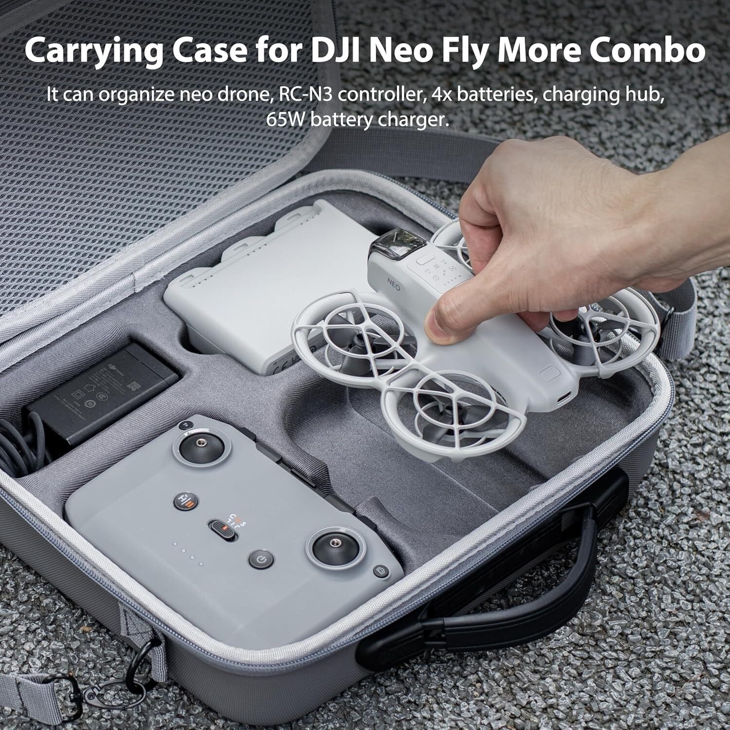 STARTRC Carrying Case for DJI Neo Portable PU Storage Protective Bag for DJI Neo Fly More Combo Accessories, Compatible with RC-N3 Remote Controller, Neo Intelligent Flight Battery, Charging Hub - SuperSaverAU - view 2