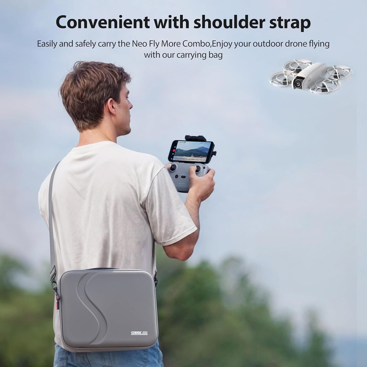 STARTRC Carrying Case for DJI Neo Portable PU Storage Protective Bag for DJI Neo Fly More Combo Accessories, Compatible with RC-N3 Remote Controller, Neo Intelligent Flight Battery, Charging Hub - SuperSaverAU - view 3