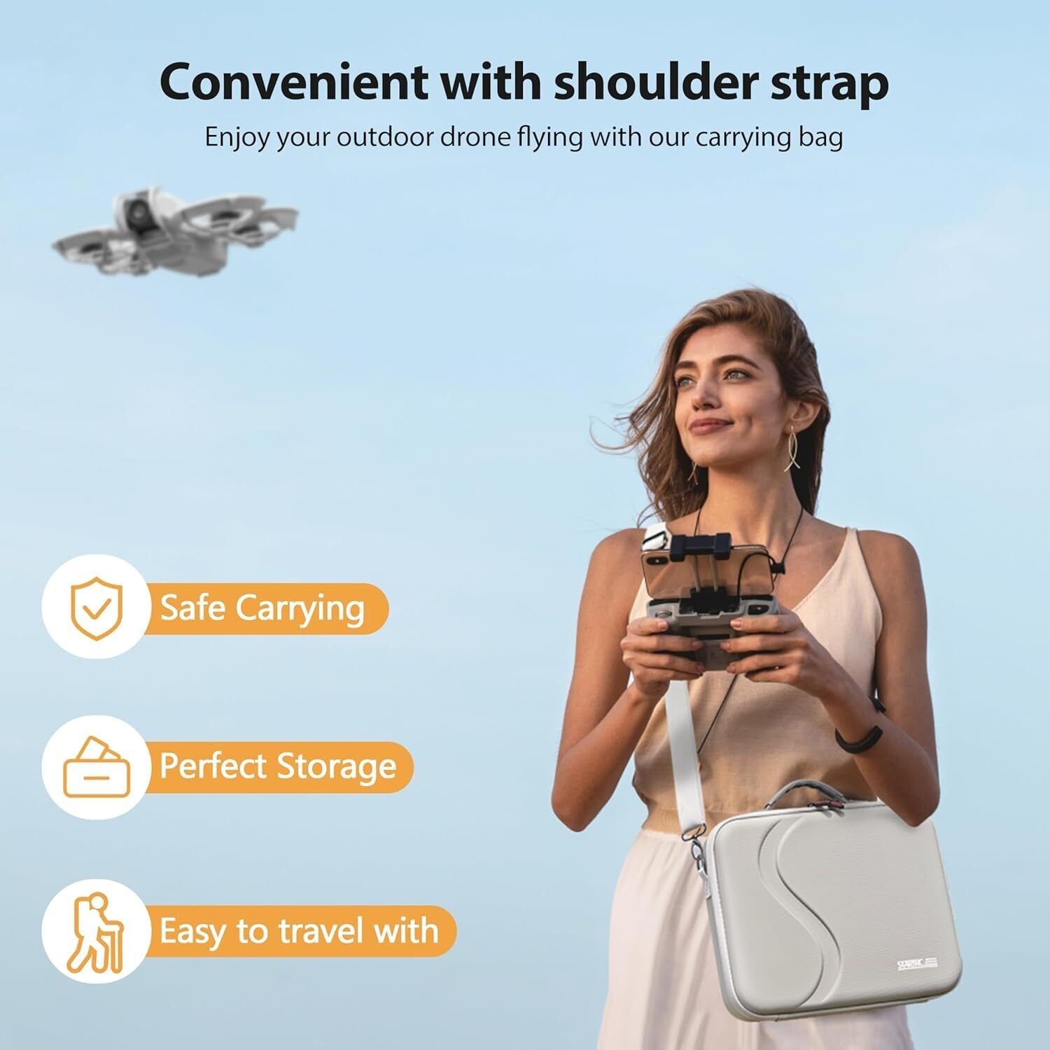 STARTRC Carrying Case for DJI Neo Portable PU Storage Protective Bag for DJI Neo Fly More Combo Accessories, Compatible with RC-N3 Remote Controller, Neo Intelligent Flight Battery, Charging Hub - SuperSaverAU - view 4