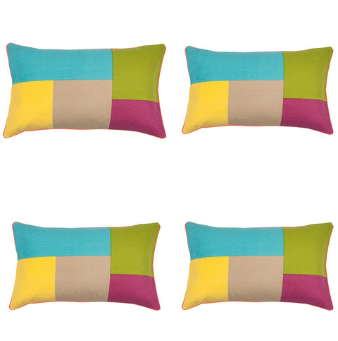 Geo Turquoise Cushion Covers Pack of 4, 30x50cm Multicoloured Block Design - SuperSaverAU - view 1