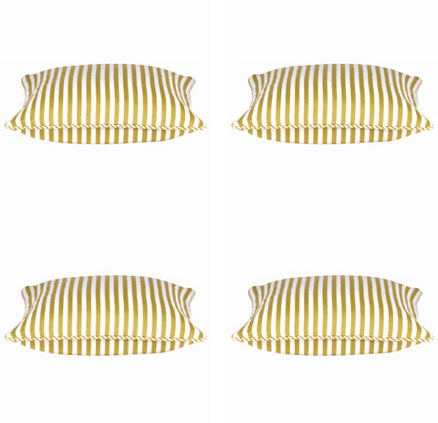 Dandi Pack of 4 Mustard Yellow & White Striped Square Cushion Covers 40x40cm - SuperSaverAU - view 1