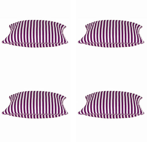 Dandi Pack of 4 Fuchsia Purple & White Striped Square Cushion Covers 40x40cm - SuperSaverAU - view 1