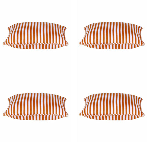 Dandi Pack of 4 Orange & White Striped Nautical Cushion Covers 40x40cm - SuperSaverAU - view 1