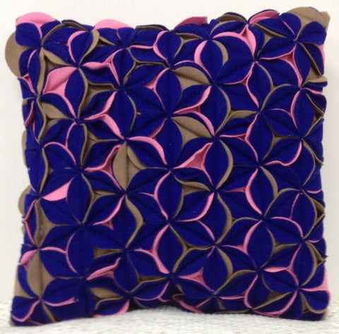 Amelie Cushion Cover 40cm x 40cm - Royal Blue & Pink 3D Textured Design - SuperSaverAU - view 1