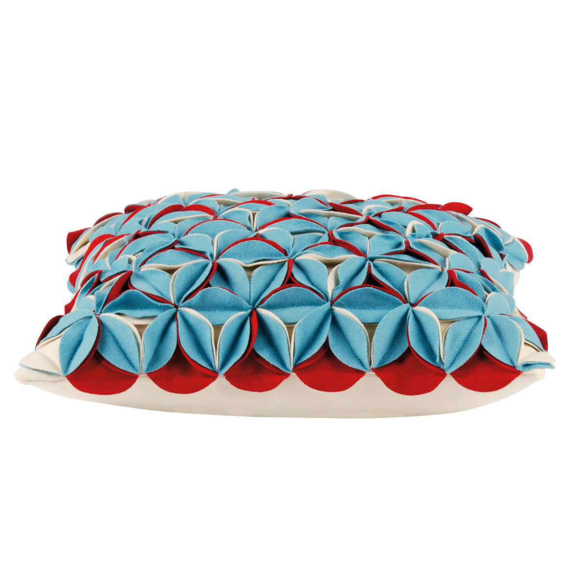Amelie Aqua Blue & Red 3D Textured Cushion Cover 40cm x 40cm - SuperSaverAU - view 1