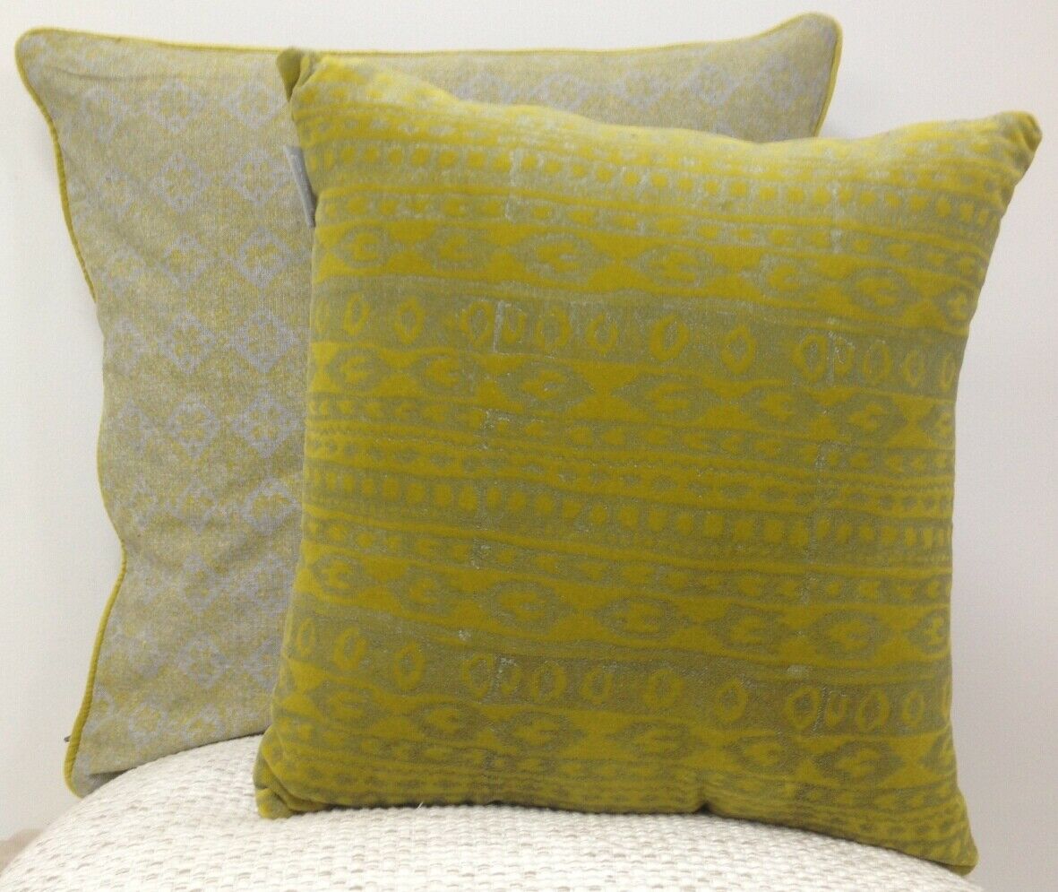 Azuk Mustard Yellow Aztec Cushion Cover 50cm x 50cm with Velvet Piping - SuperSaverAU - view 2